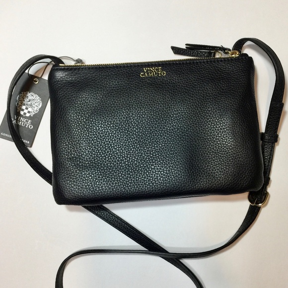 vince camuto black leather crossbody purse